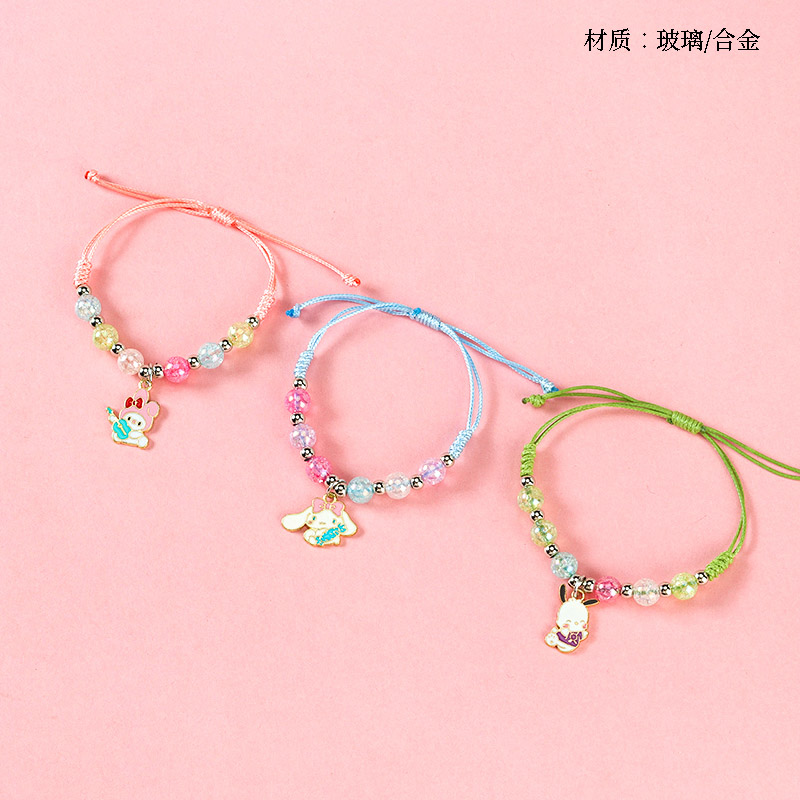 Colorful Bead Pendant Woven Bracelet