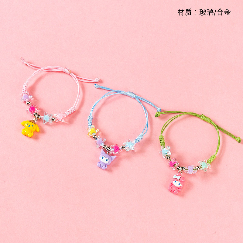 Colored Star Beaded Pendant Woven Bracelet