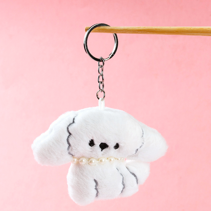 Pearl chain bow tie puppy pendant