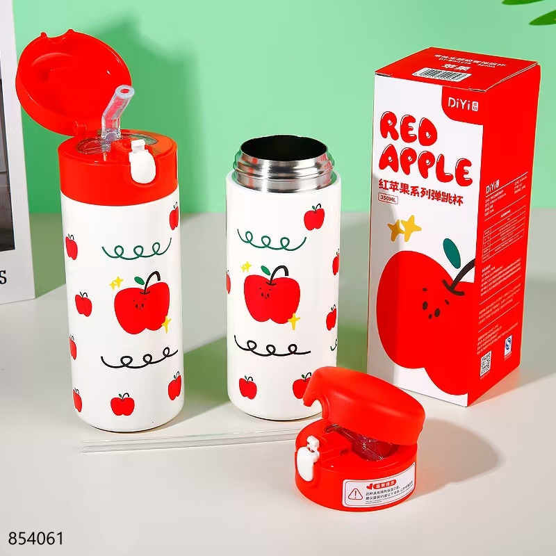 Apple Straw Flip-Top Insulated Cup 350ml-1146