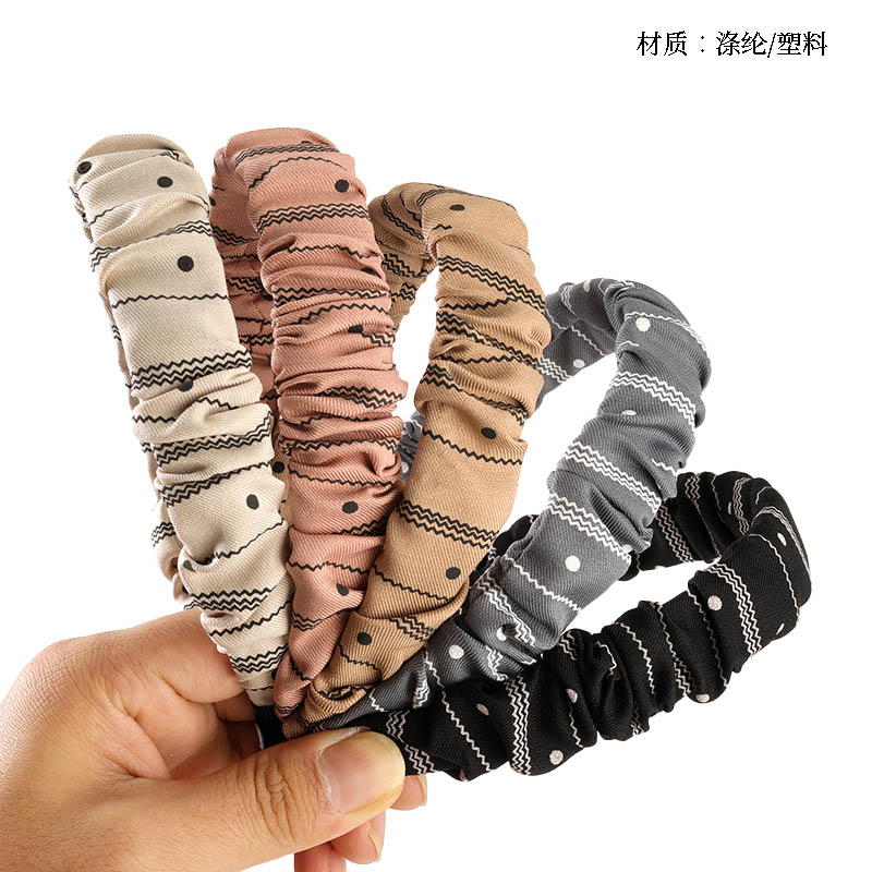 New striped wave dot pleated head buckle