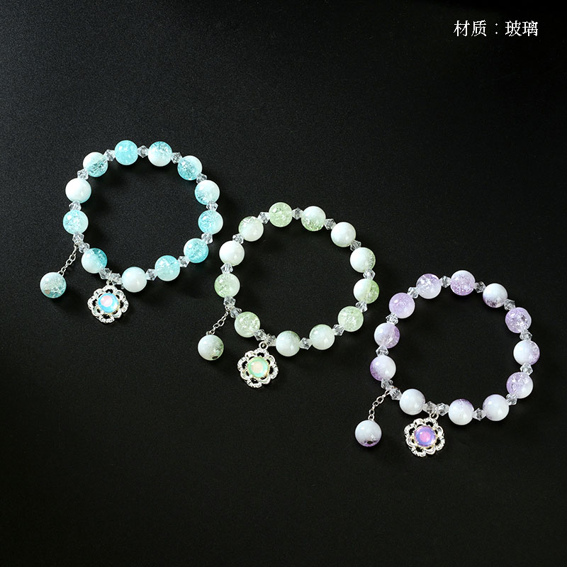 Milk Cover Crack Bead Flower Bracelet