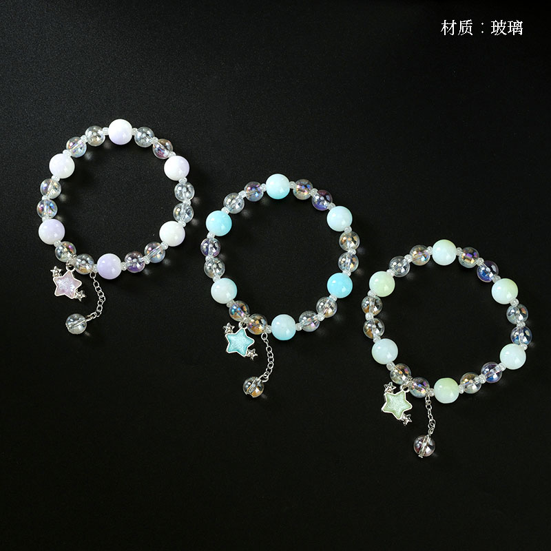 Gradient porcelain beads five-pointed star bracelet