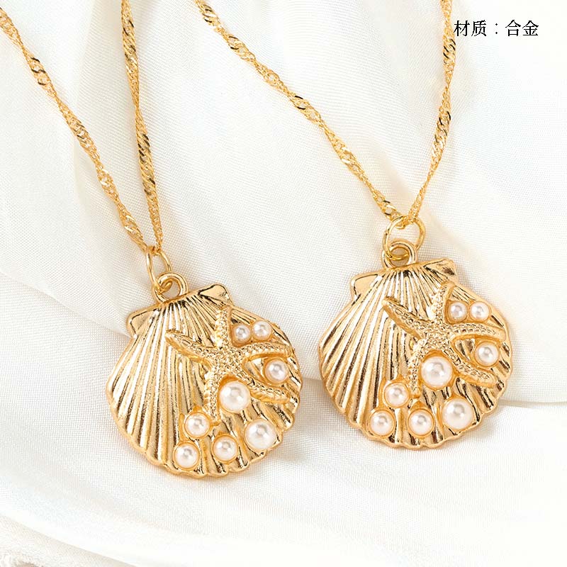 Gold Pearl Shell Necklace