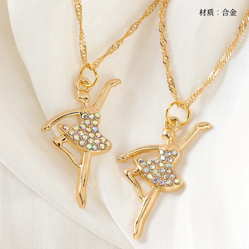 Point Drill Ballet Girl Necklace
