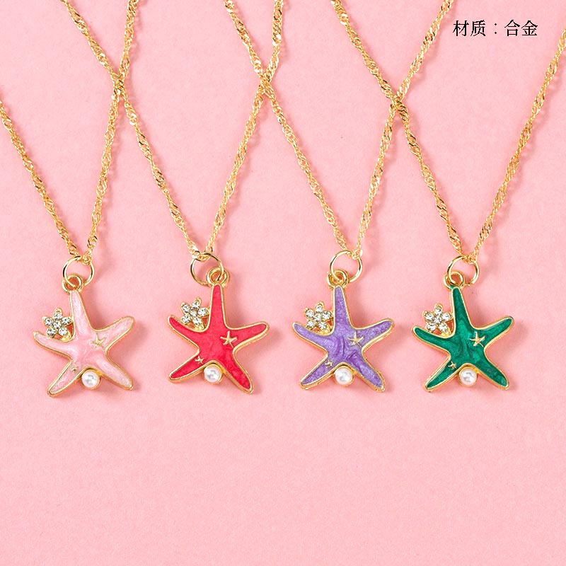 Small fresh oil drop starfish necklace