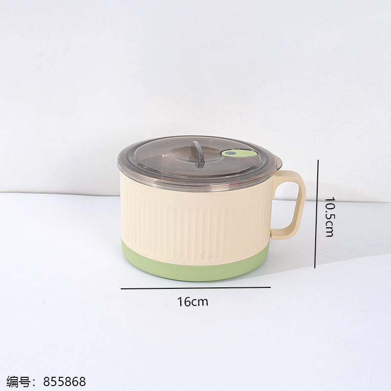 2488 Large Striped Stainless Steel Instant Noodle Bowl