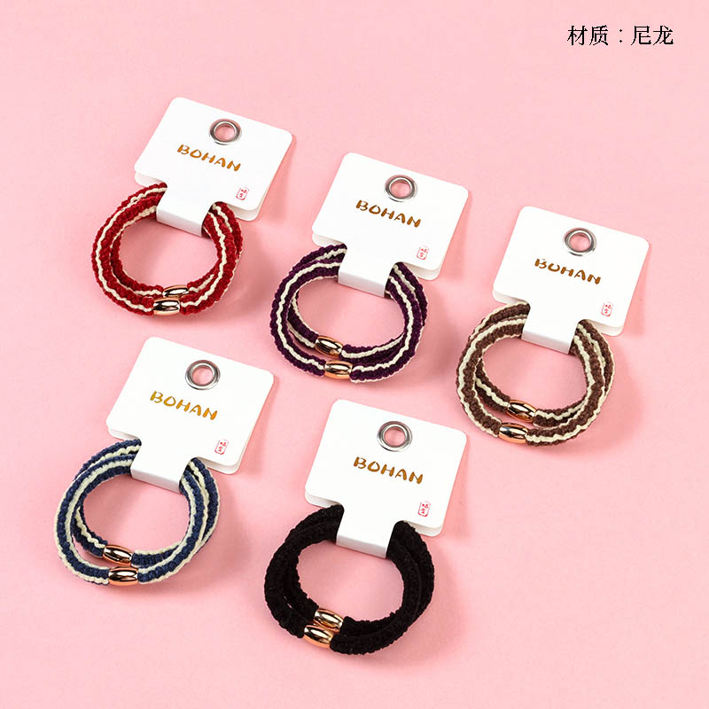 Boxed two colored velvet striped rubber bands