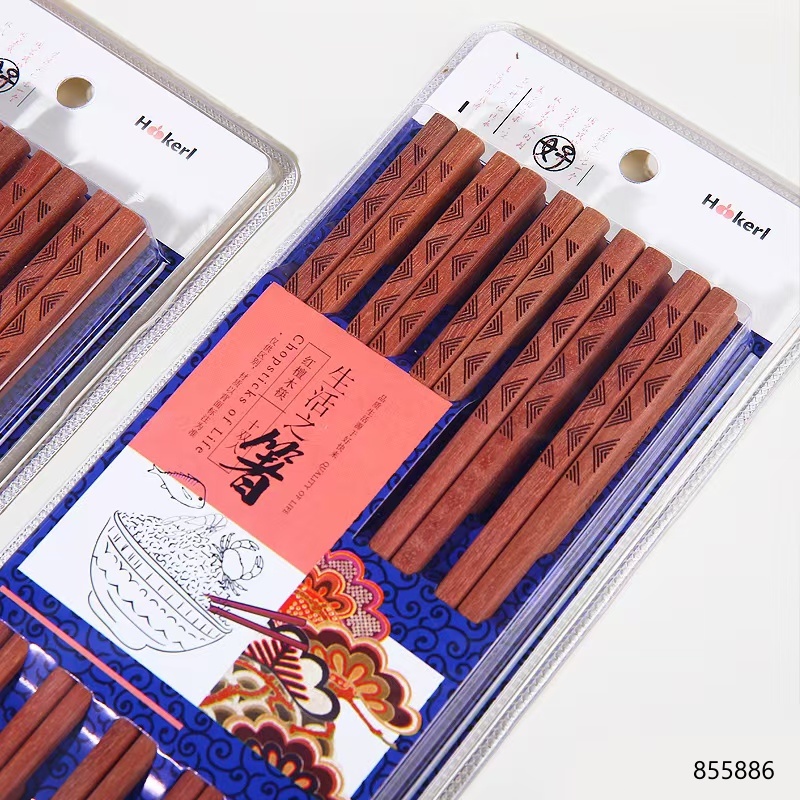 Carved Red Sandalwood Chopsticks 10 Pairs 6392