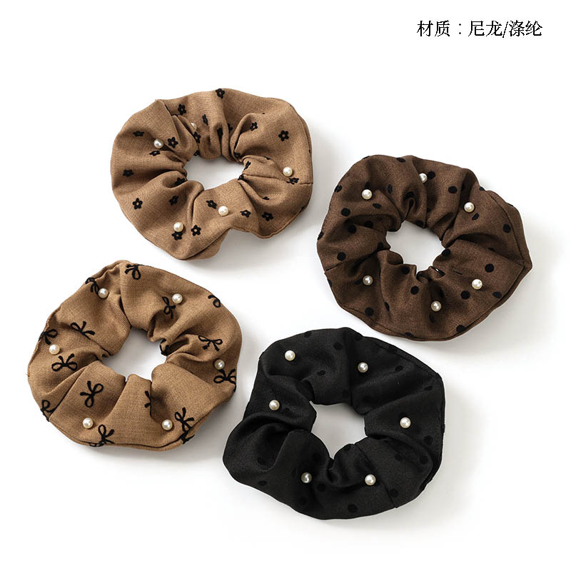 Boxed milk tea color printed pearl large intestine ring