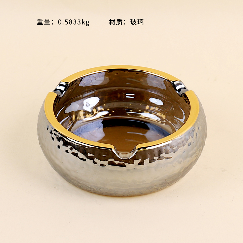 YG132 silver gray gold tracing glass ashtray