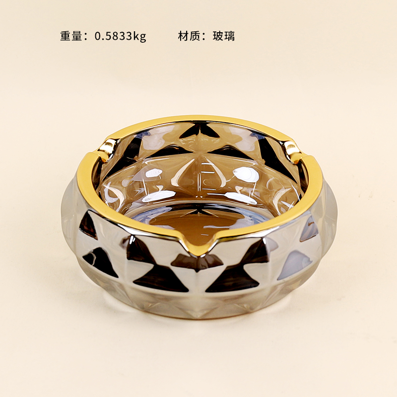 YG133 silver gray gold tracing glass ashtray