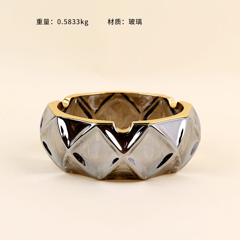 YG135 silver gray gold tracing glass ashtray