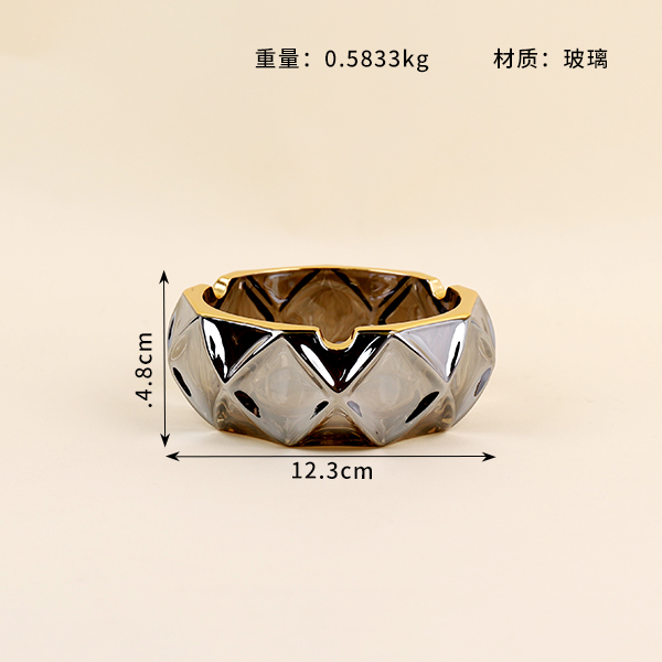 YG135 silver gray gold tracing glass ashtray - Image 2