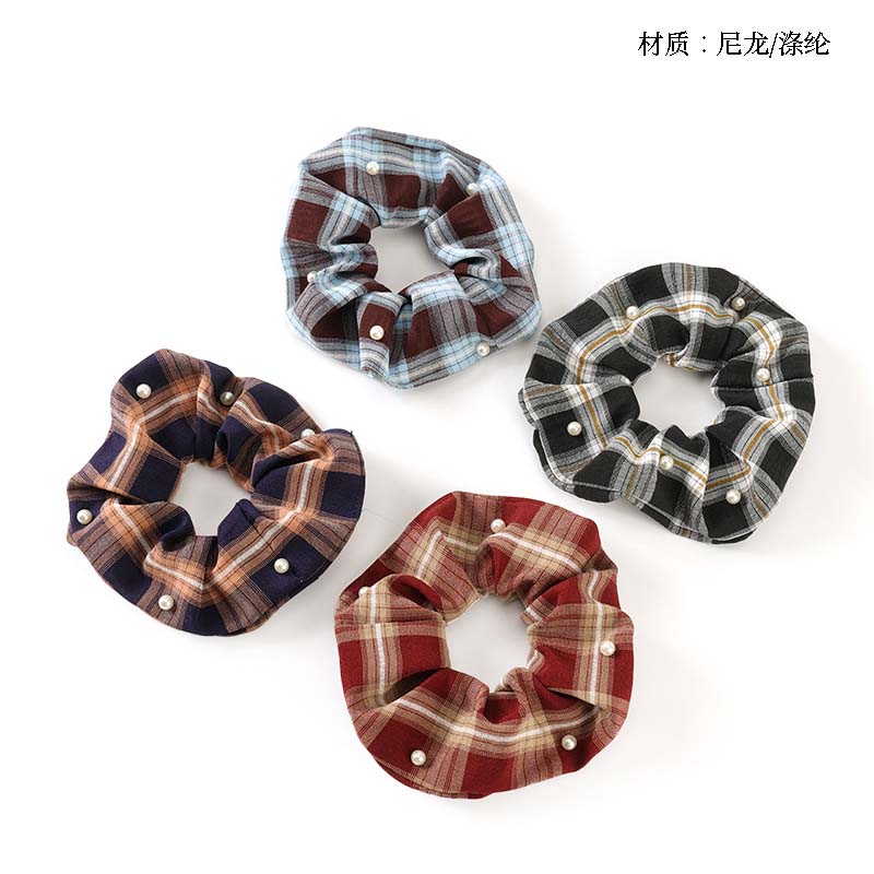 Boxed New Fabric Plaid Pearl Bowel Ring