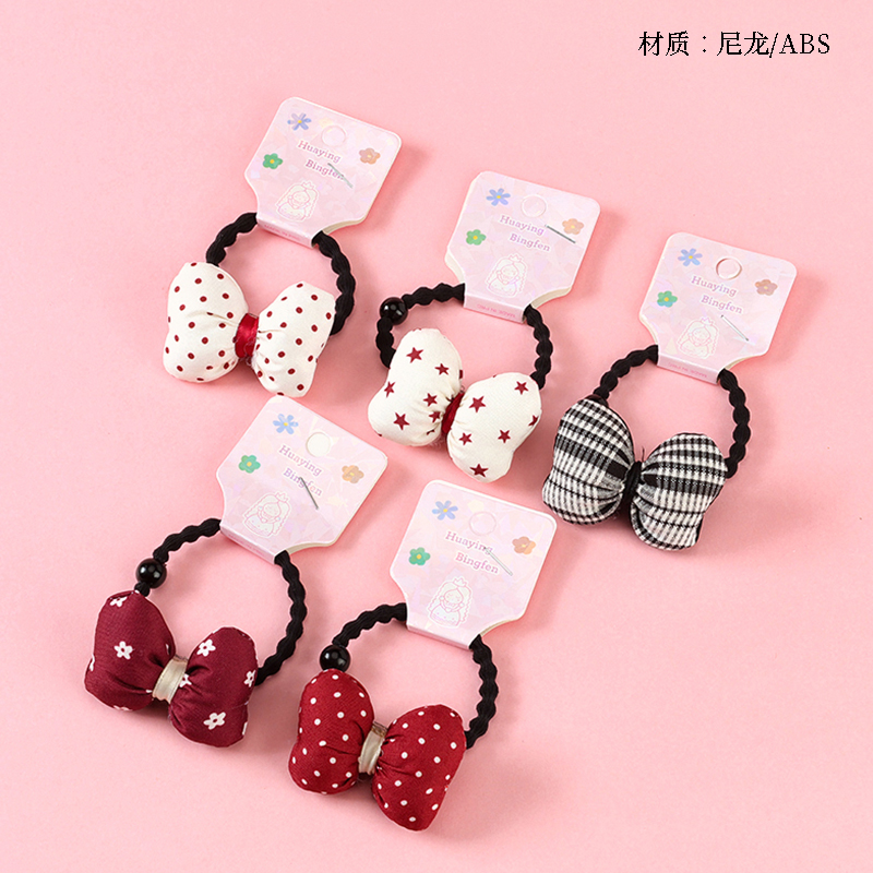 Long cotton bow tie black rubber band