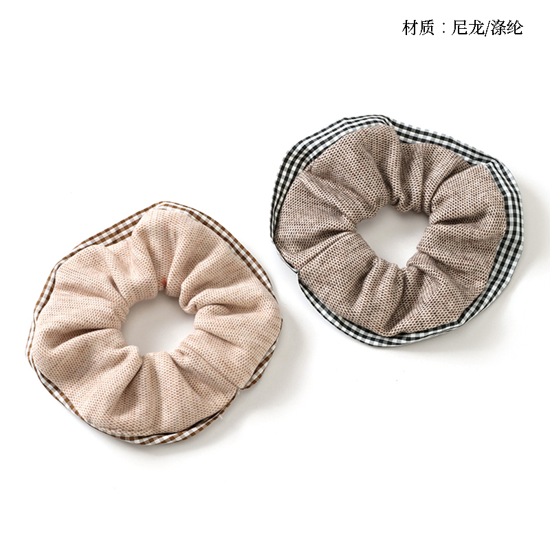 Boxed curry color wool plaid large intestine ring