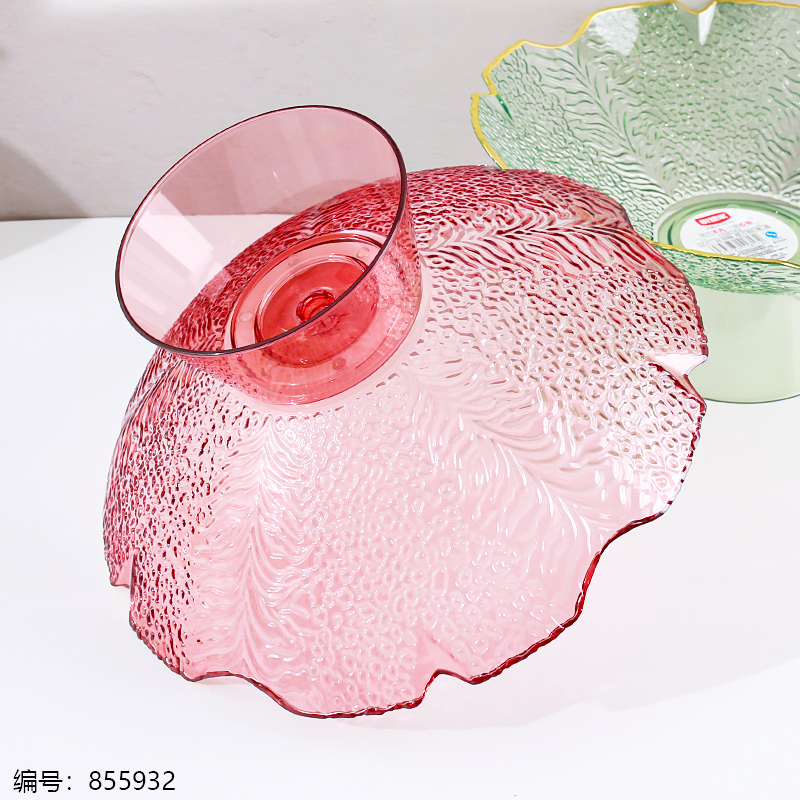 817 Gold-Trim Colorful Rotating Fruit Plate with Stand