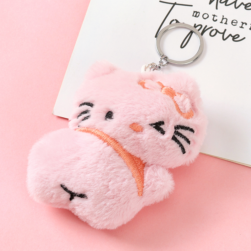 Plush Bow Ties Cat Pendant