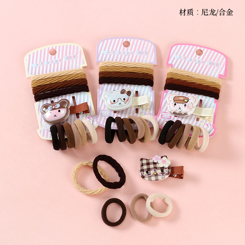 Boxed milk tea color rubber band set (4 1 6)