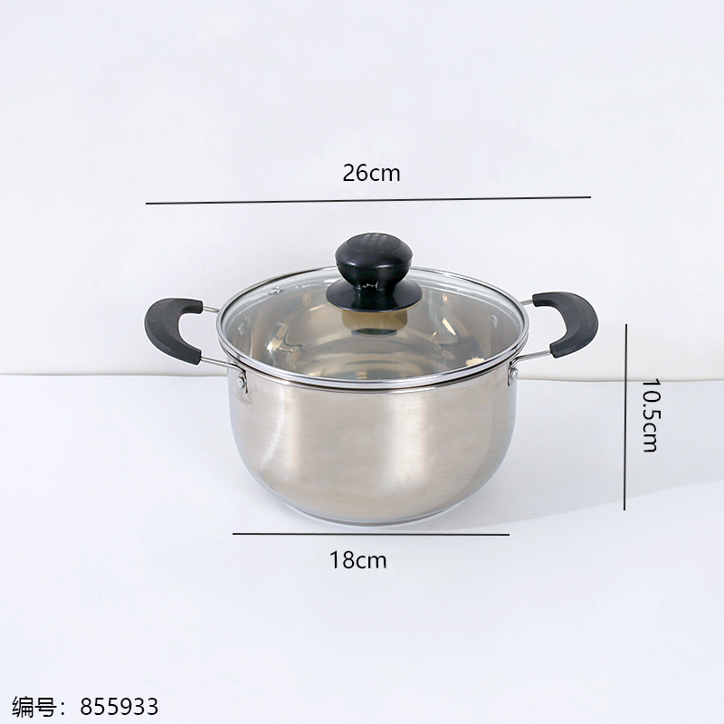 Black 18cm Double Handle Soup Pot