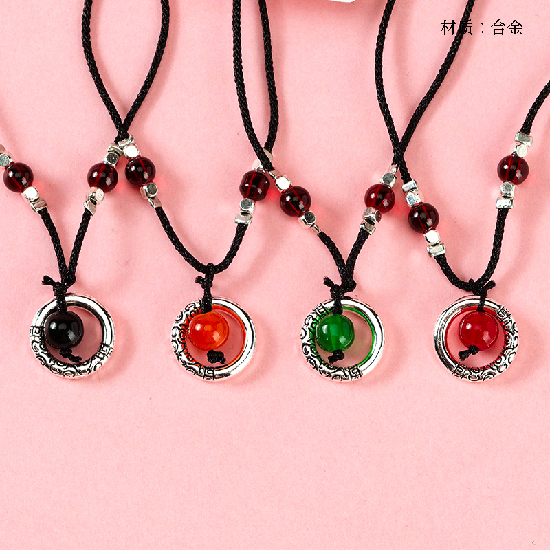 Vòng cổ dây thừng màu đen với khóa hình hạt đậu Acacia