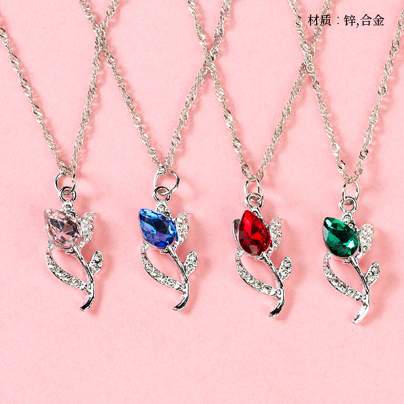 New glass rose water ripple necklace