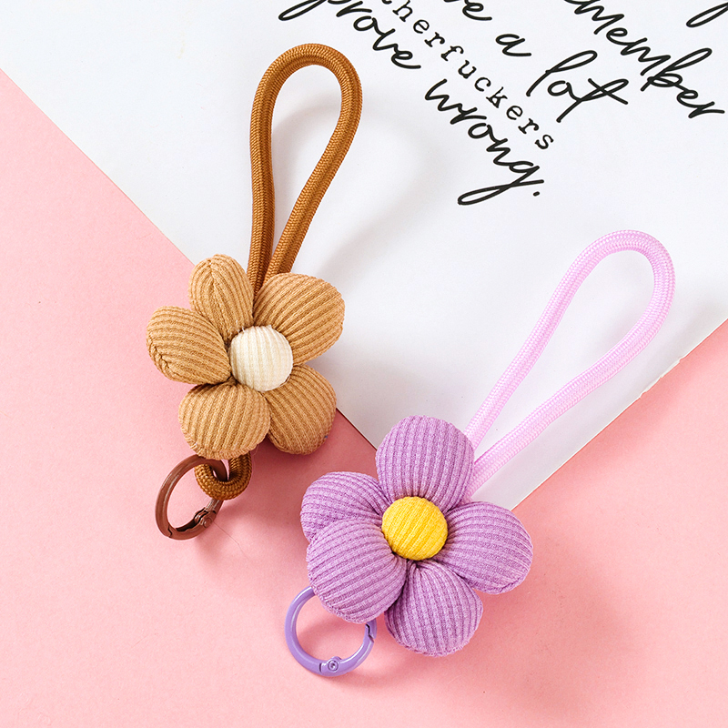 W891 cotton five-petal flower pendant (round buckle rope)