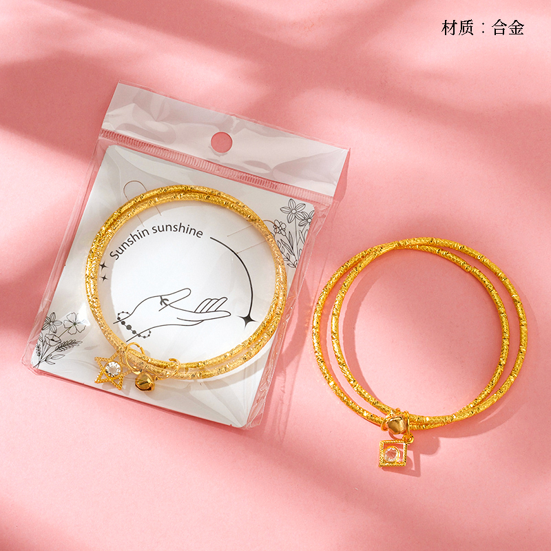 Two-Layer Gold Diamond Pendant Bracelet