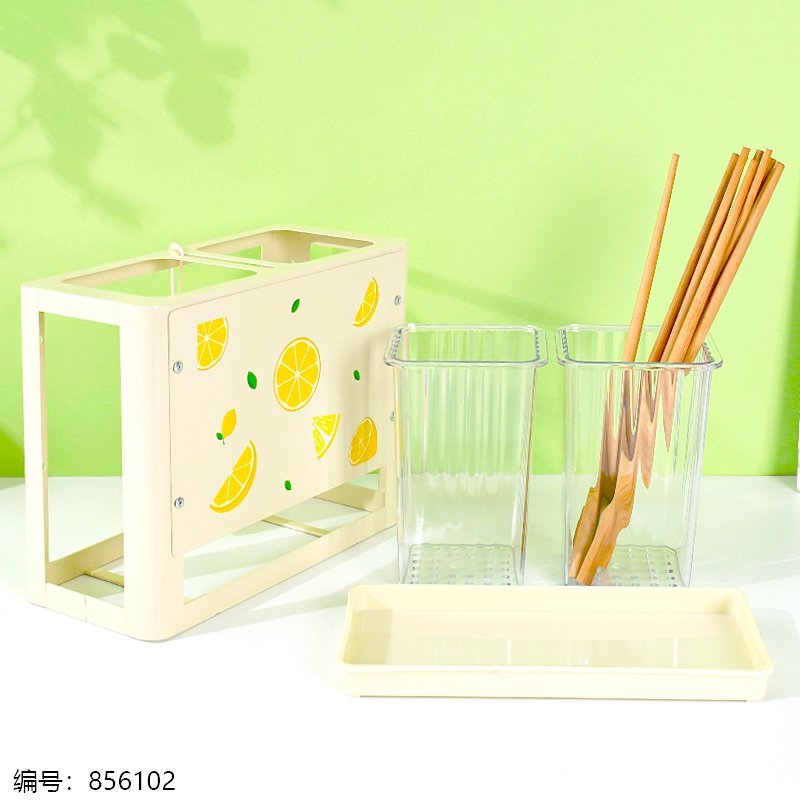 3007 Lemon Double Cup PET Chopstick Holder
