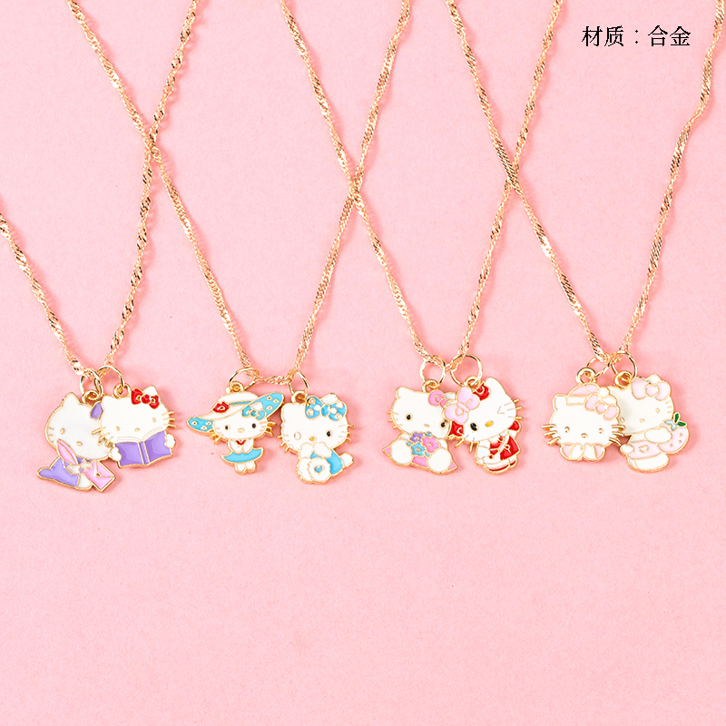 Drop oil cartoon KT cat necklace