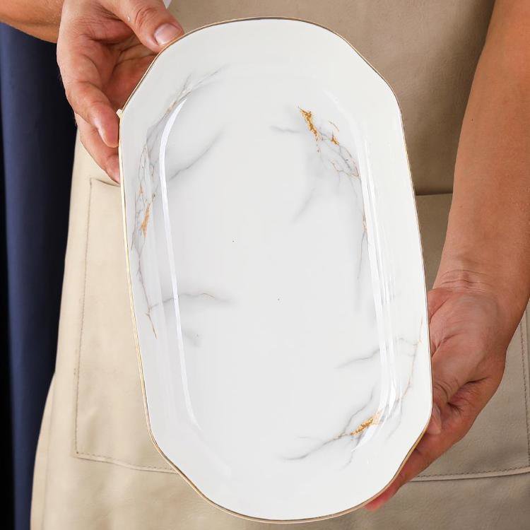 12 Inch White Rectangular Fish Plate