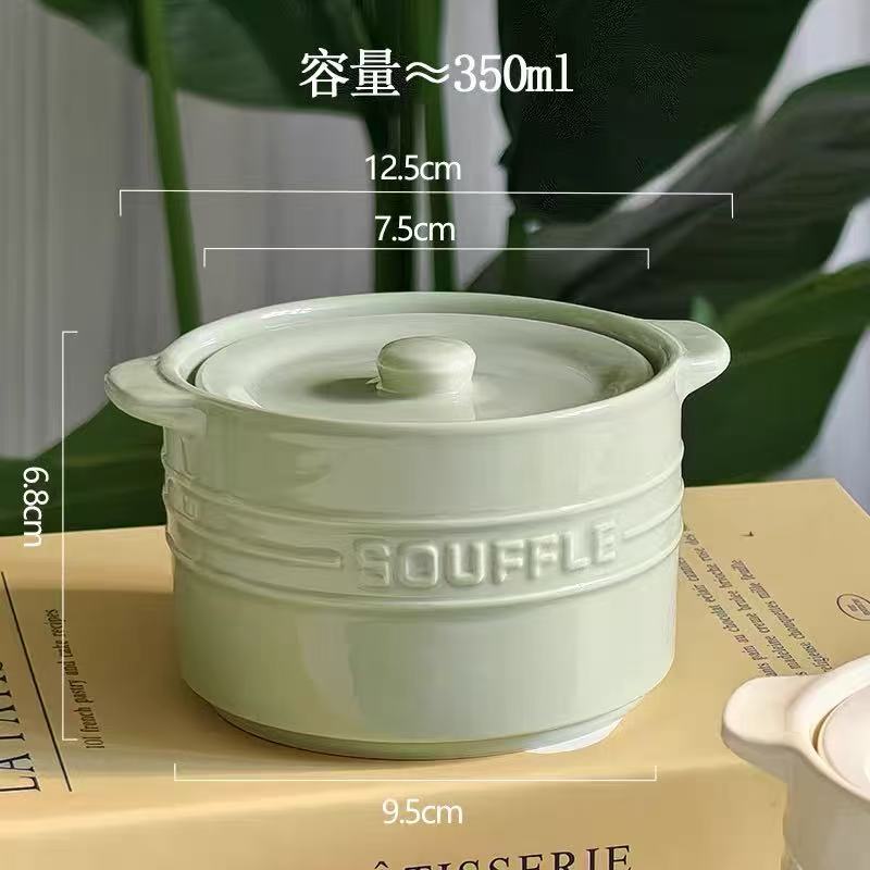 4-inch Small Stew Bowl With Lid (Green)