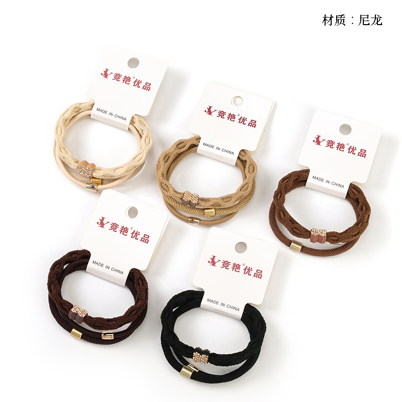 New accessories 3 hollow curry color rubber bands