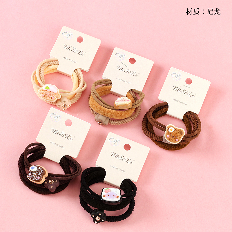 Curry color biscuit animal accessories combination rubber band (3)