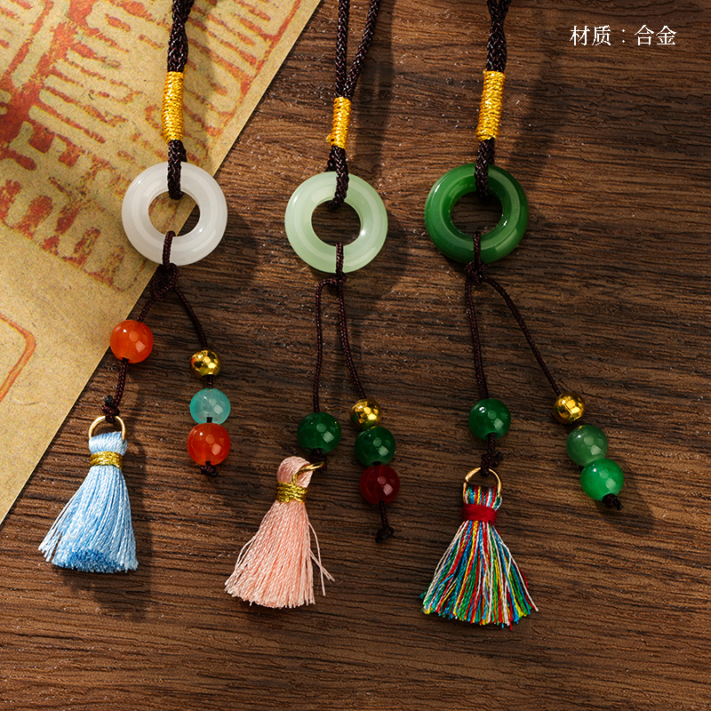 Black Rope Safety Buckle Tassel Pendant Necklace