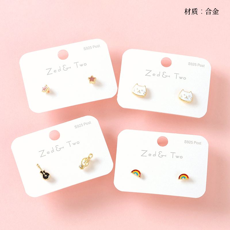 Long new color drop shape stud earrings