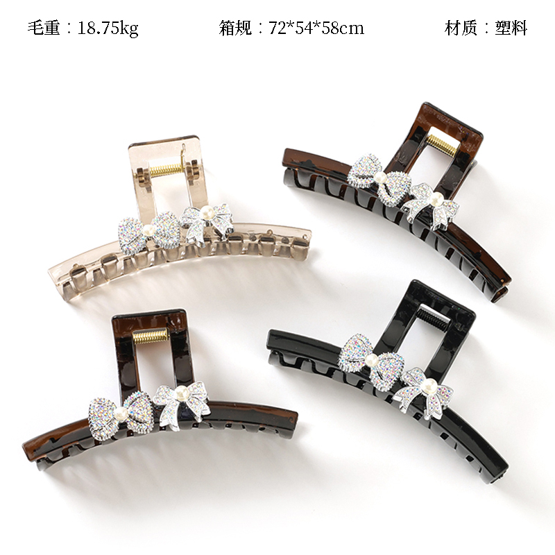 13cm full diamond pearl bow tie claw