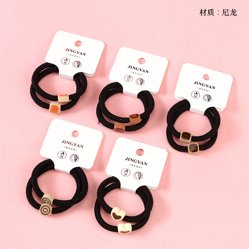 Boxed two drop oil bead accessories black rubber band