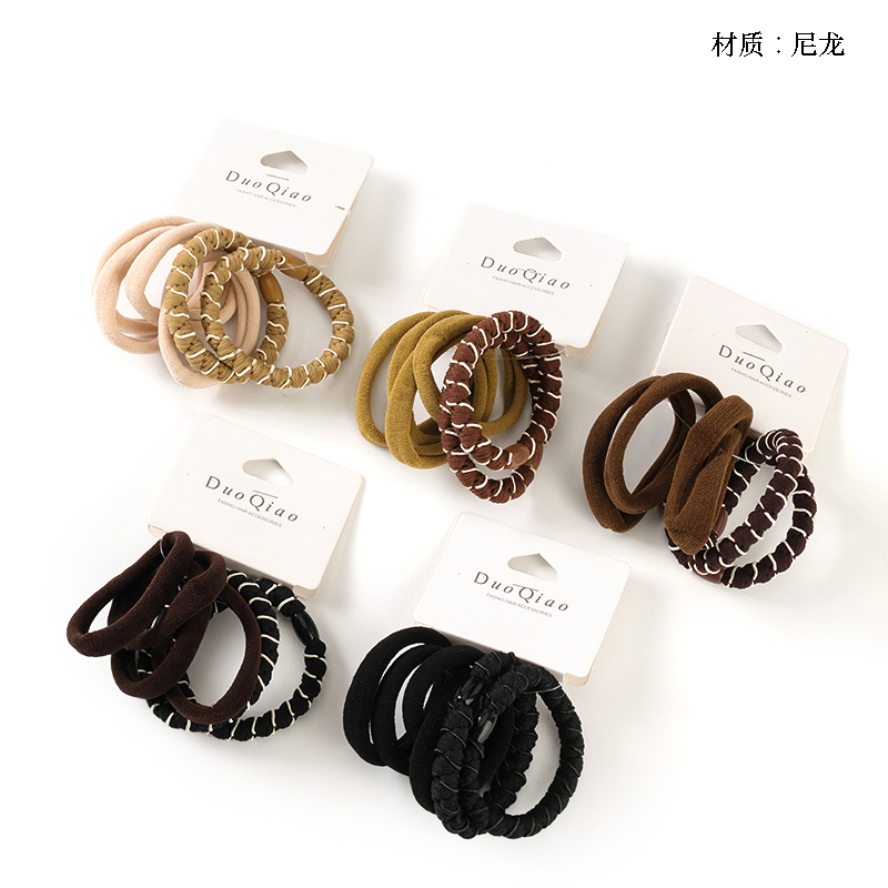 New contrast braid cotton rubber band combination (2 4)