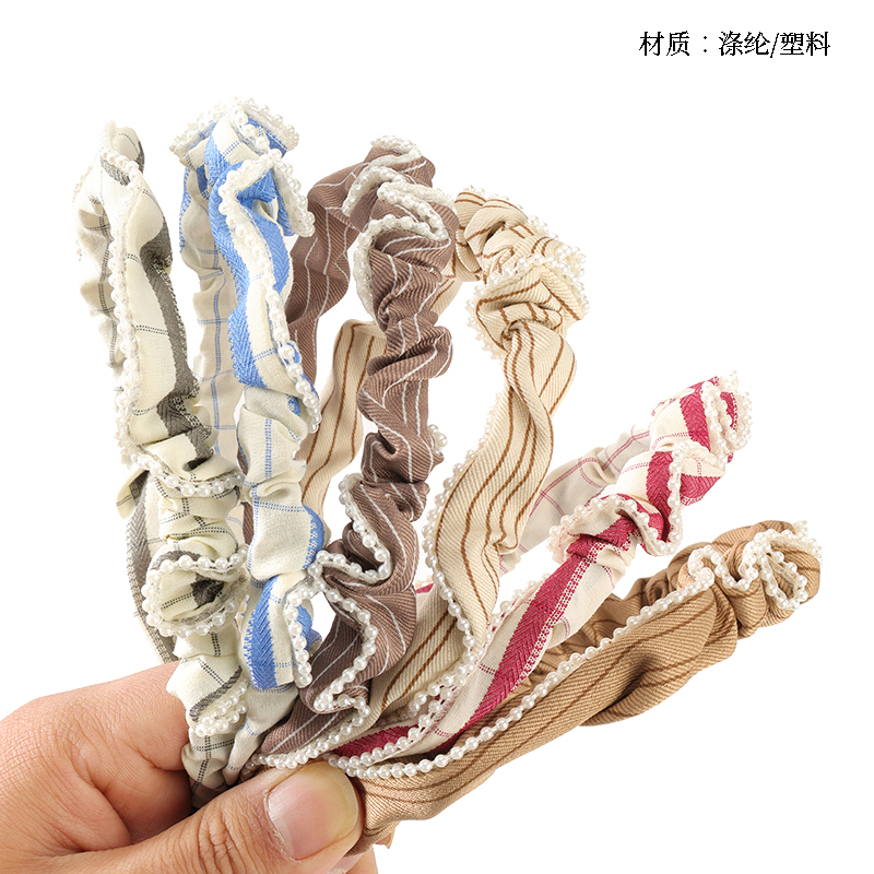 New pearl lace pleated head buckle