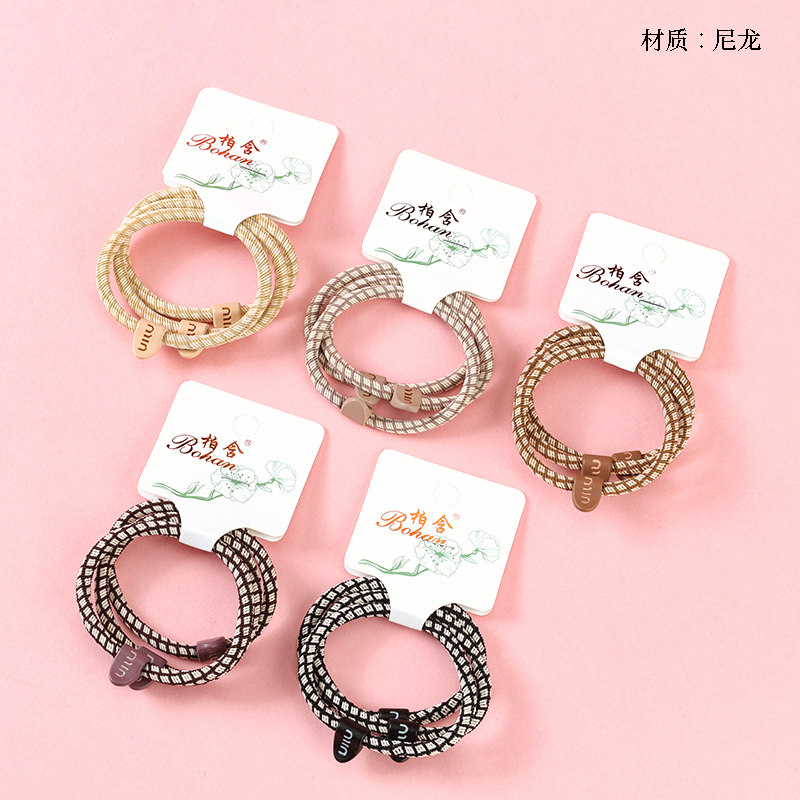 Boxed three curry color check accessories rubber band