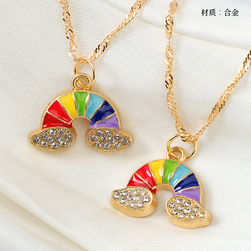 Micro-inlaid rainbow necklace