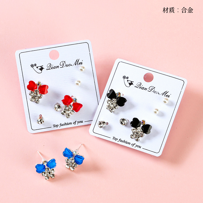 Long Bow-tie Stud Earrings (3 Pair)
