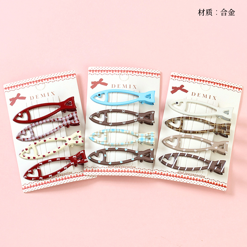 Boxed Four Printed Fish Duck Clip