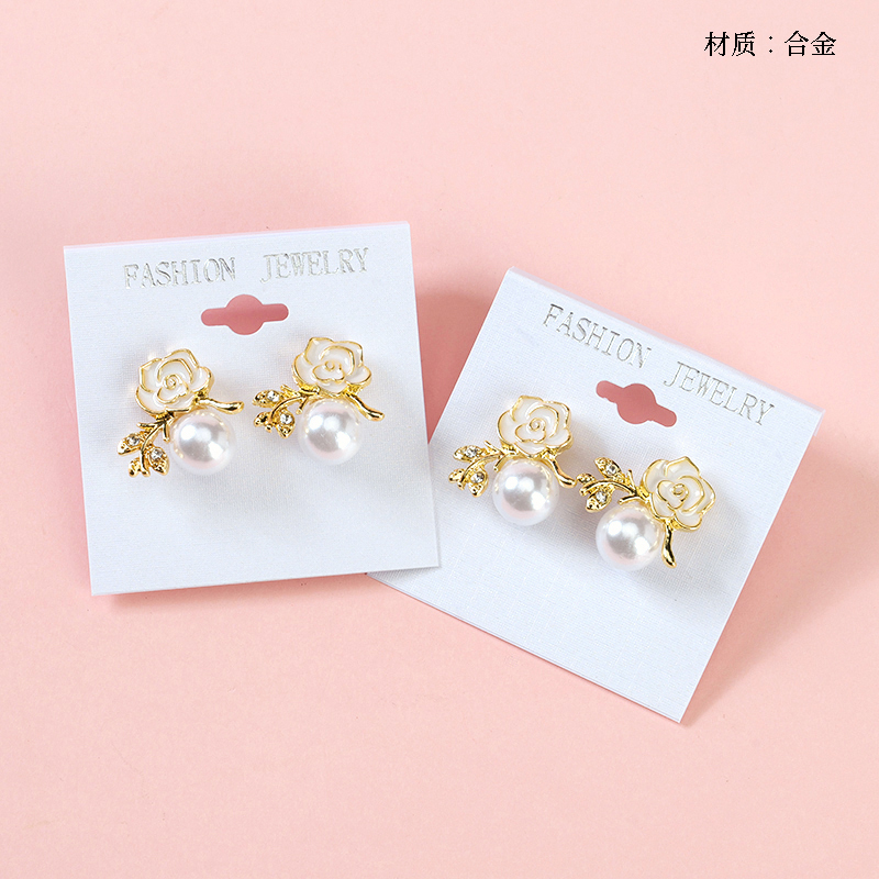 Fashion drop oil flower branch pearl earrings