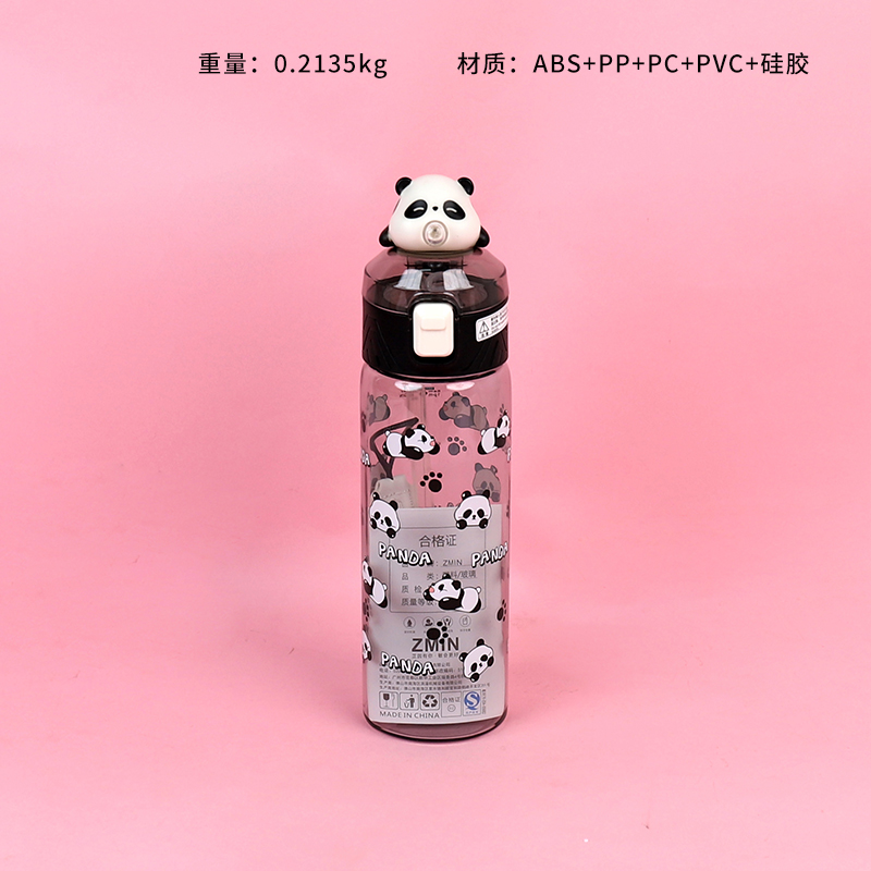 ZM6079 panda pinch music straw plastic cup (600ML)