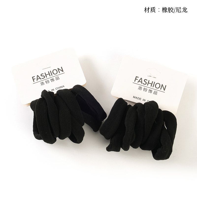 Eight black elevator cotton rubber bands