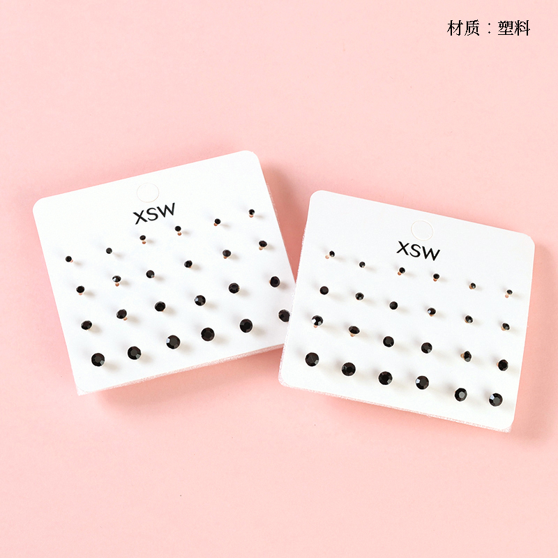 Pocket black point drill earrings (12 pairs)