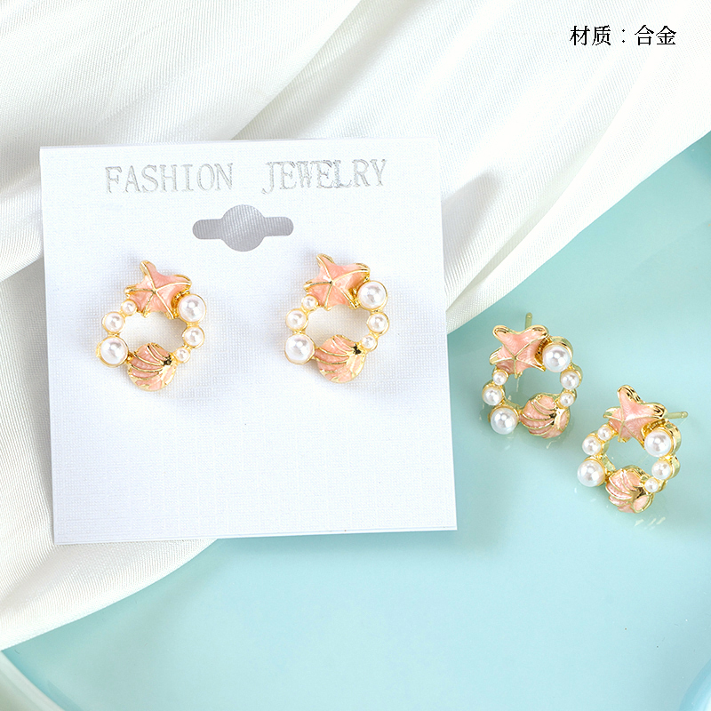 new starfish pearl wreath stud earrings